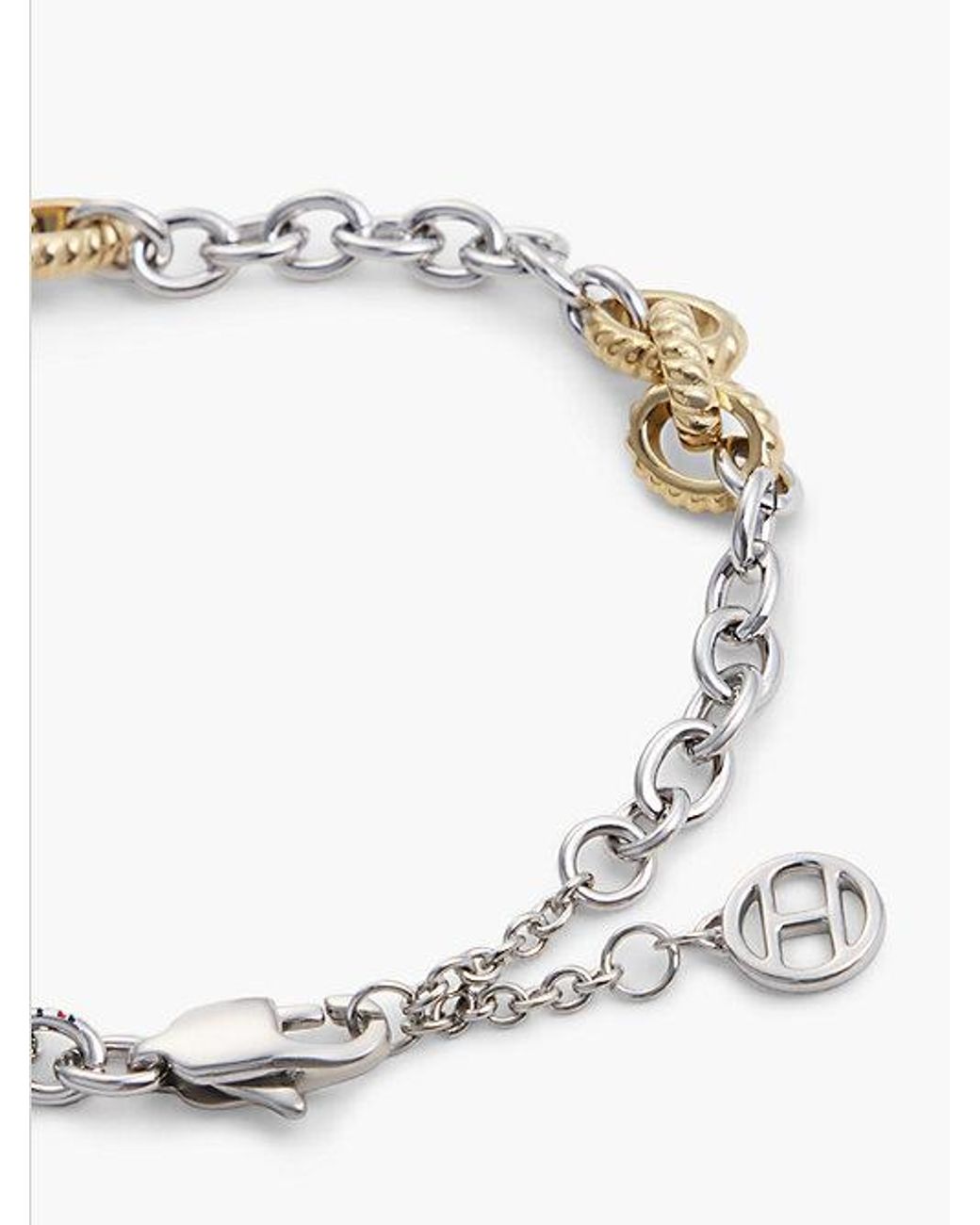 Tommy Hilfiger Metallic Two Tone Rope Texture Link Bracelet