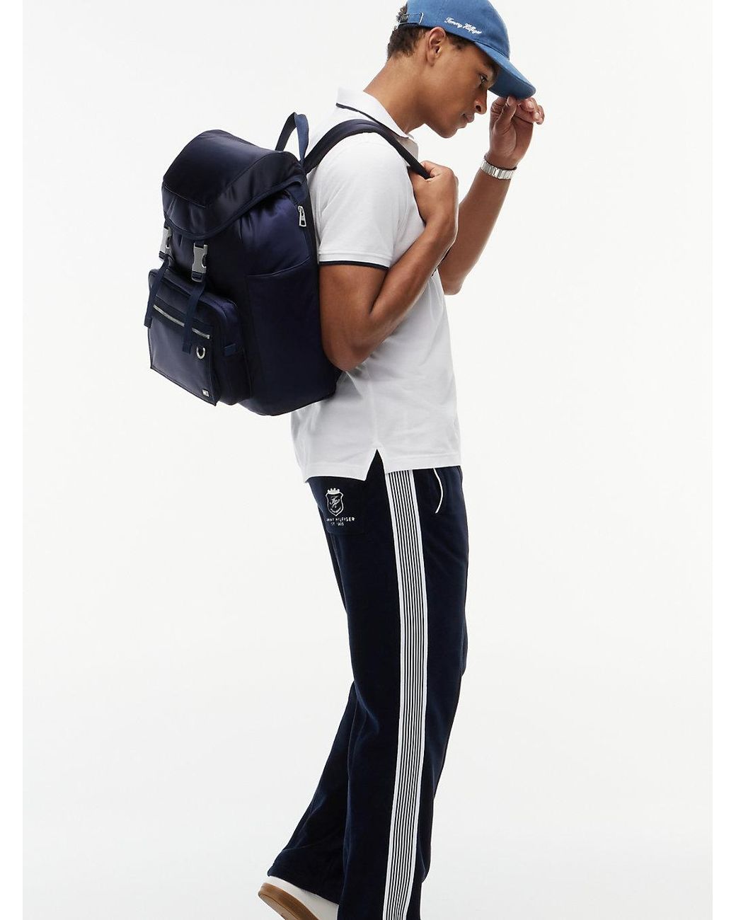 Tommy Hilfiger Blue Toggle Drawstring Travel Backpack for men
