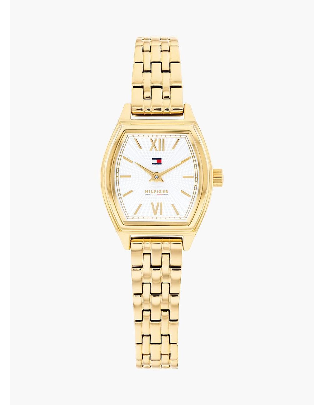 Tommy Hilfiger Metallic Square Dial-Plated Chain-Link Watch