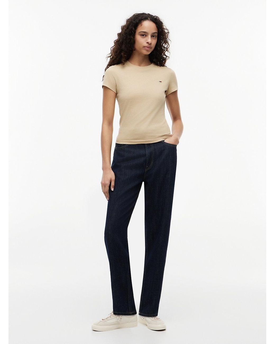 Tommy Hilfiger Blue Flag Embroidery Slim Crew Neck T-Shirt