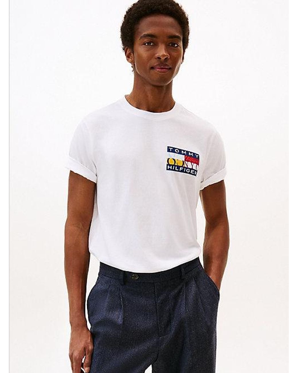 Tommy Hilfiger White Colour Flag Tee for men