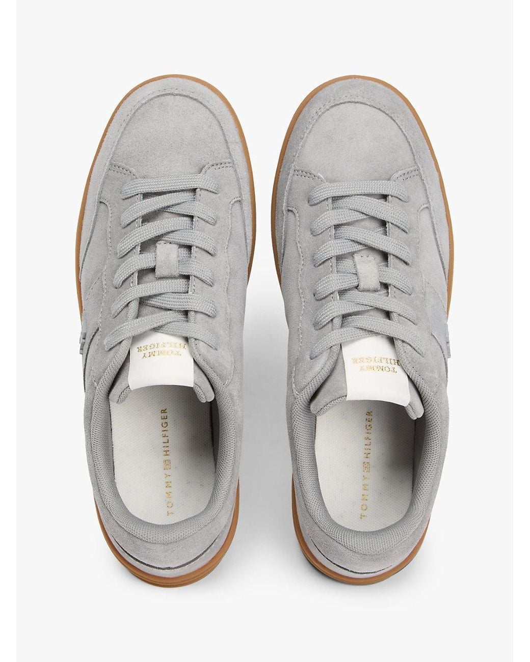 Tommy Hilfiger White Th Monogram Suede Court Trainers