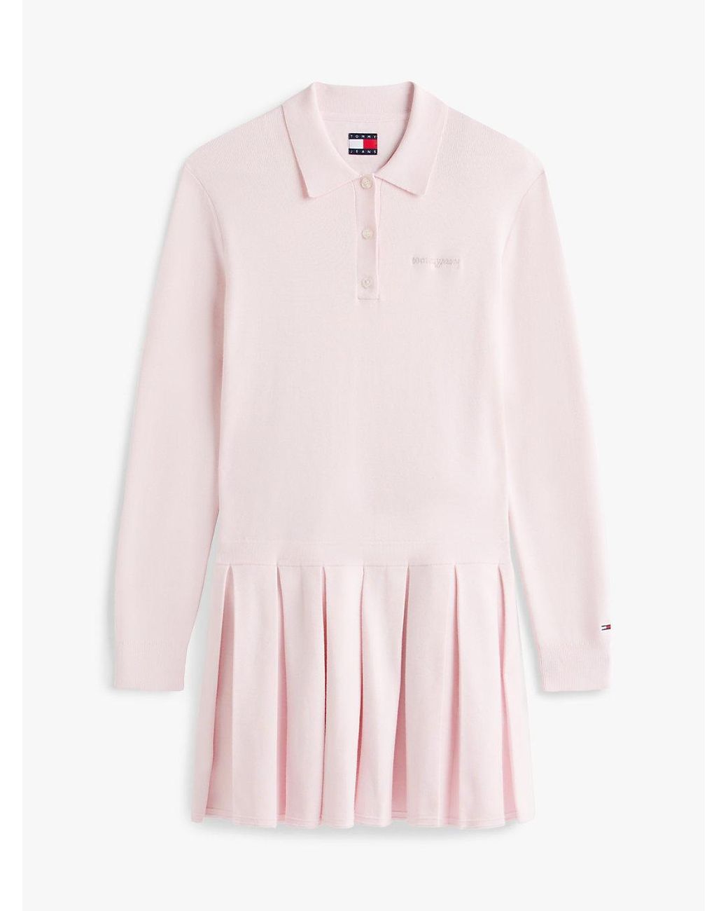 Tommy Hilfiger White Logo Embroidery Pleated Mini Jumper Dress