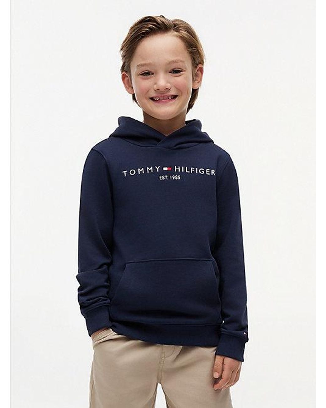Tommy Hilfiger Blue Essential Logo Pure Cotton Hoody