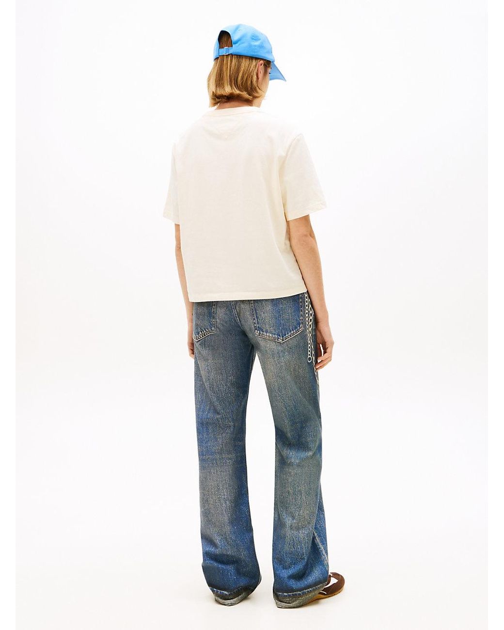 Tommy Hilfiger Natural Tommy Badge Boxy Crew Neck T-Shirt