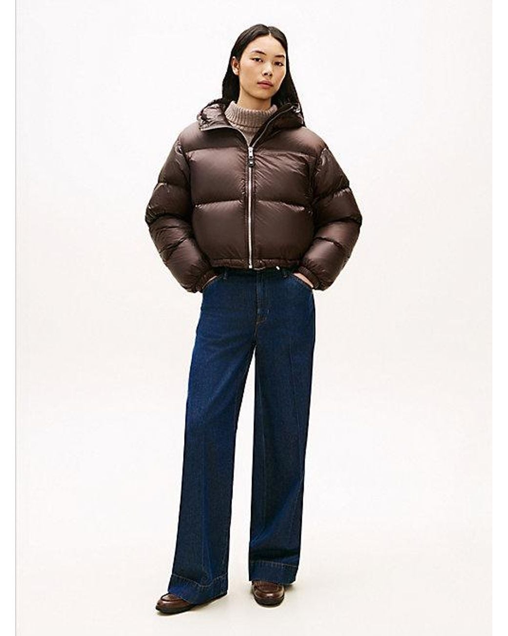 Tommy Hilfiger Brown Ultra Lightweight Down Ripstop Puffer Jacket
