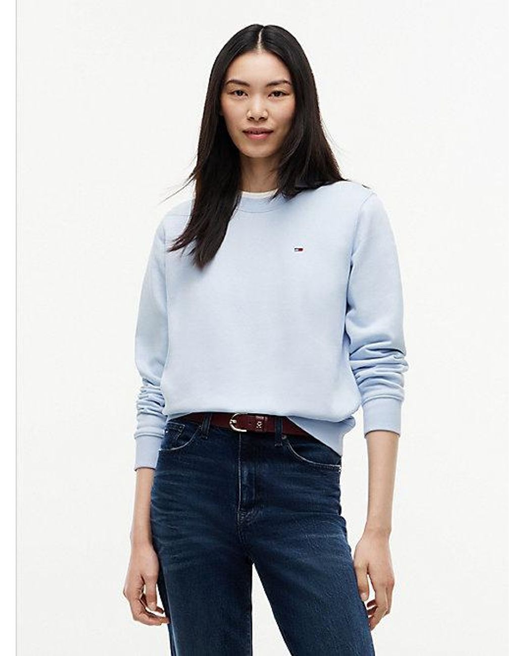 Tommy Hilfiger White Flag Embroidery Brushed Fleece Sweatshirt