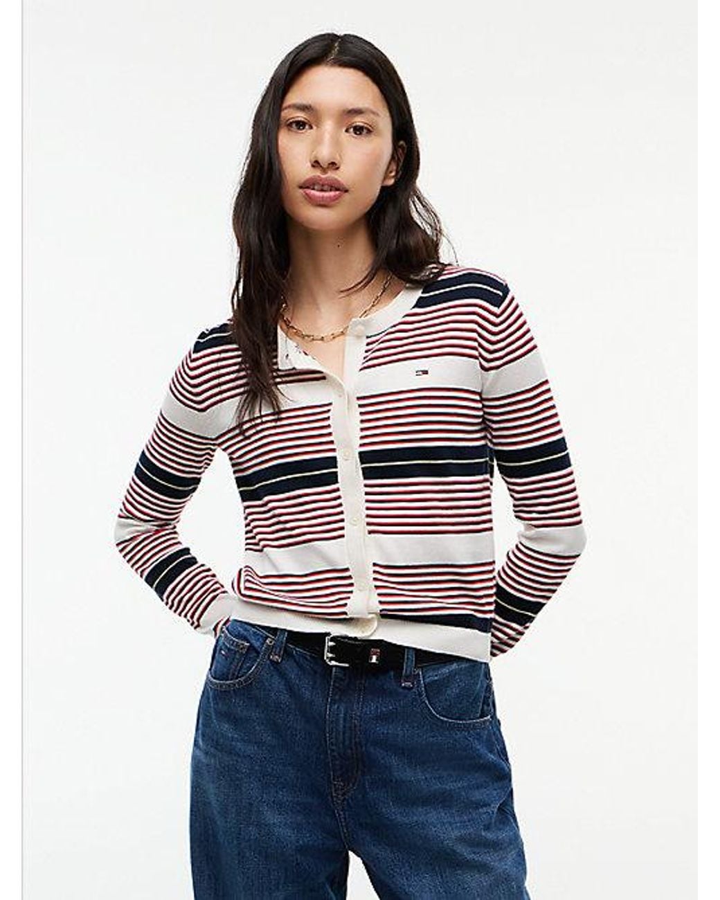 Tommy Hilfiger White Slim Crew Neck Cardigan