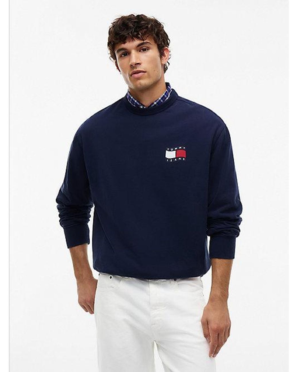 Tommy Hilfiger Blue Back Wavy Flag Terry Relaxed Sweatshirt for men