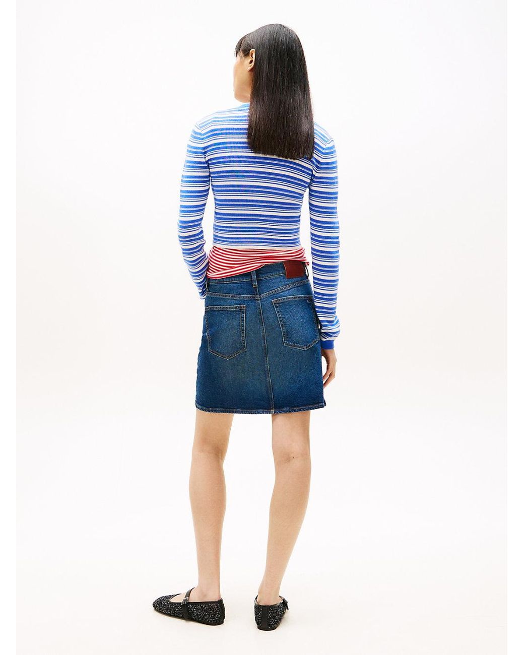 Tommy Hilfiger Blue Ultra High Rise Mom Denim Mini Skirt