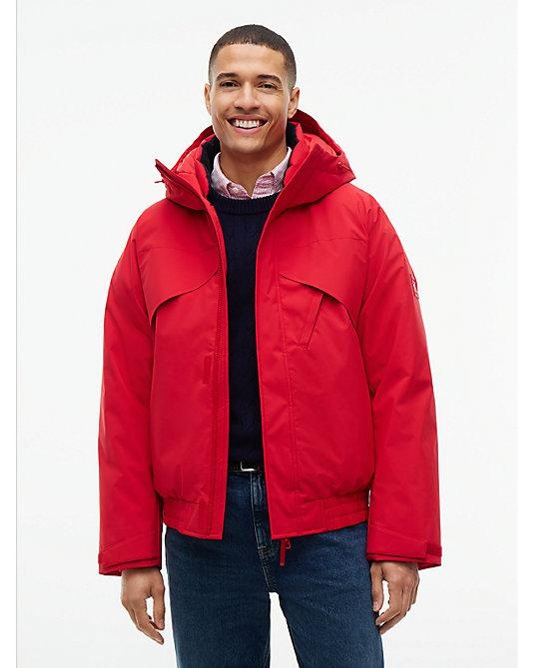 Tommy Hilfiger Red Performance Triple Layer Water Repellent Hooded Jacket for men