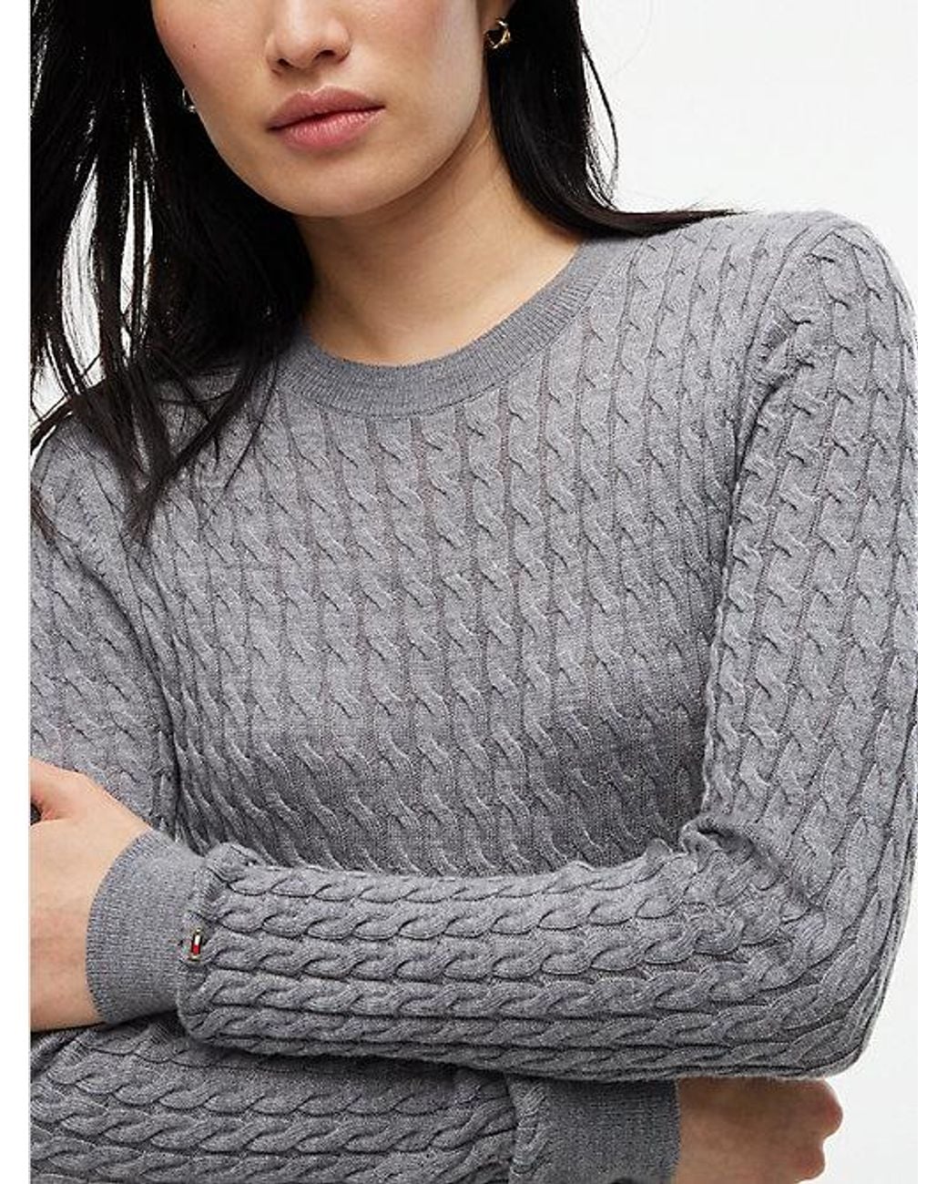 Tommy Hilfiger Gray Pure Wool Cable Knit Jumper Dress