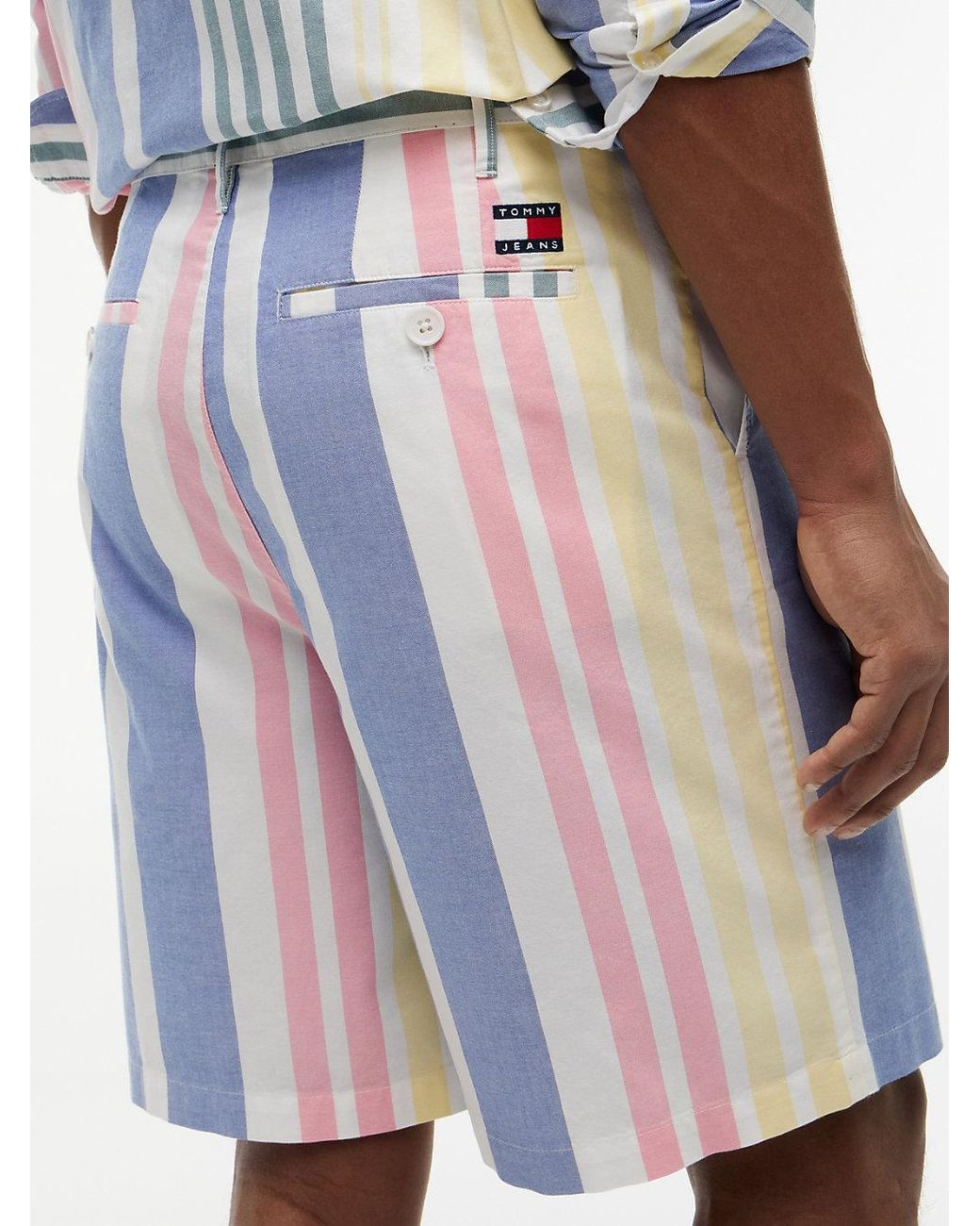 Tommy Hilfiger White Mixed Stripe Oxford Shorts for men