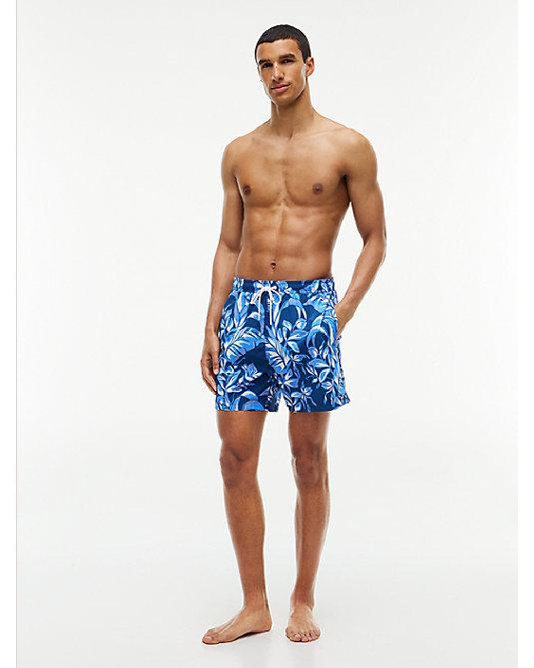 Tommy Hilfiger Blue Essential Print Mid Length Swim Shorts for men