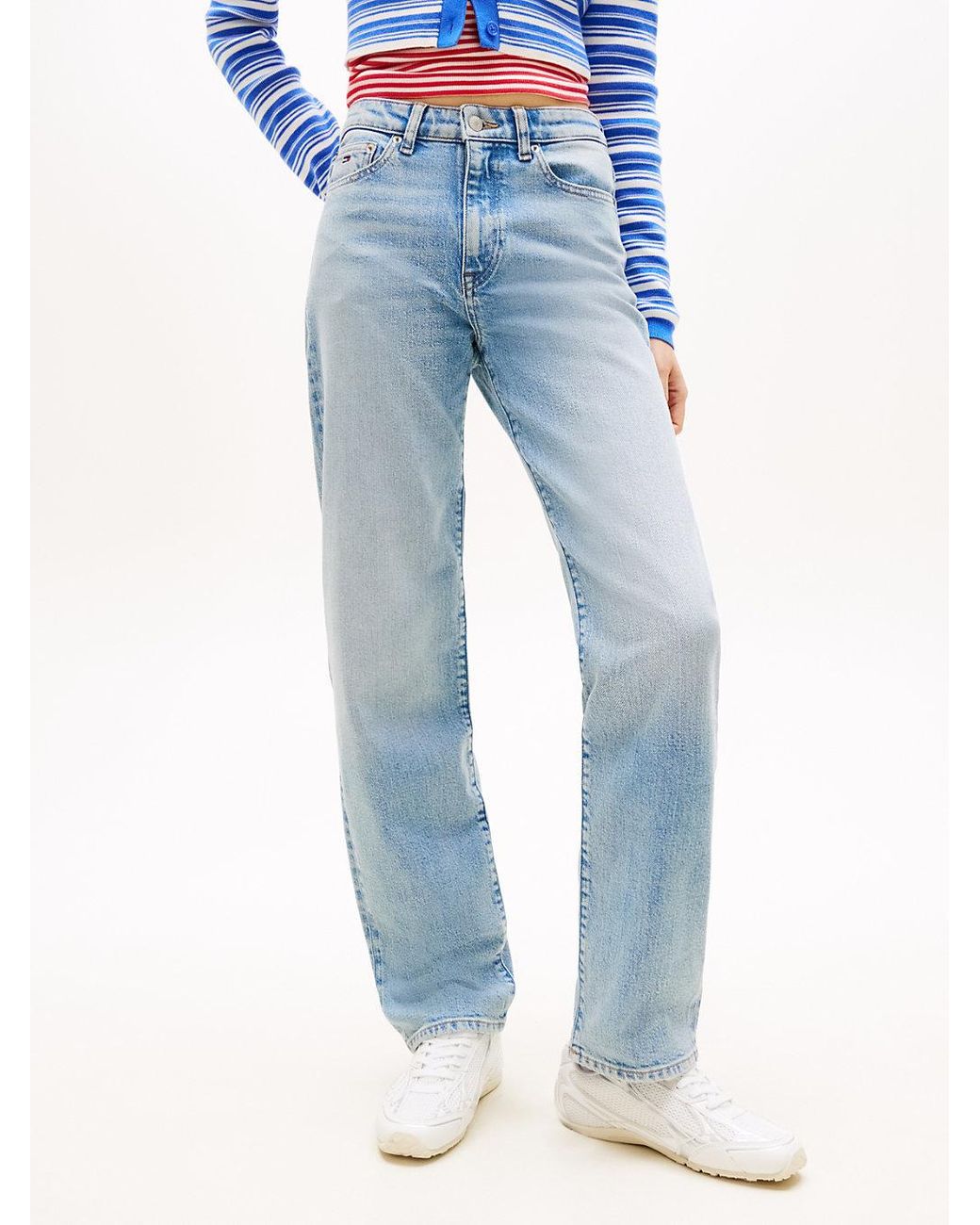 Tommy Hilfiger Blue Mid Rise Slim Straight Leg Jeans