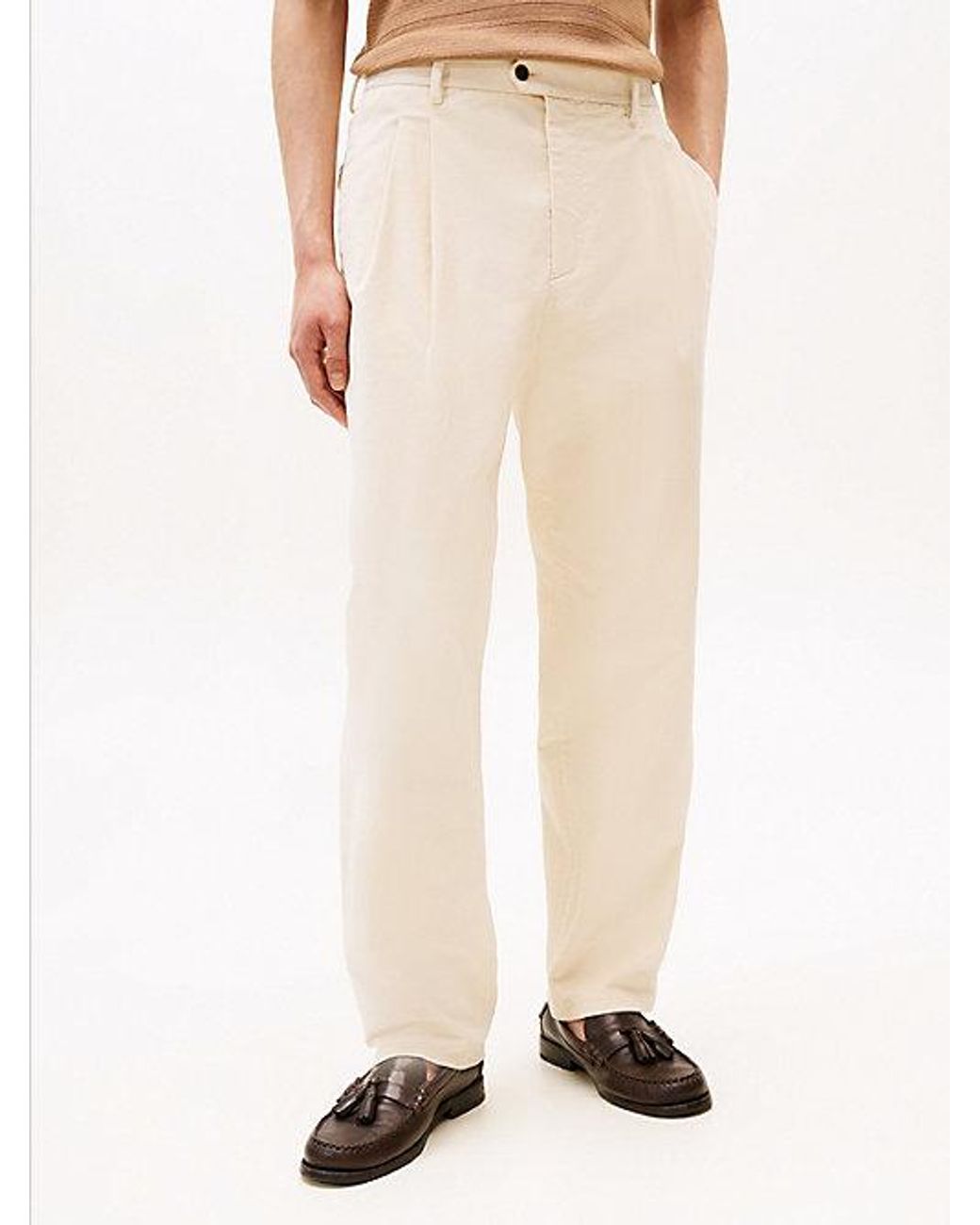 Tommy Hilfiger Natural Corduroy Pressed Crease Trousers for men