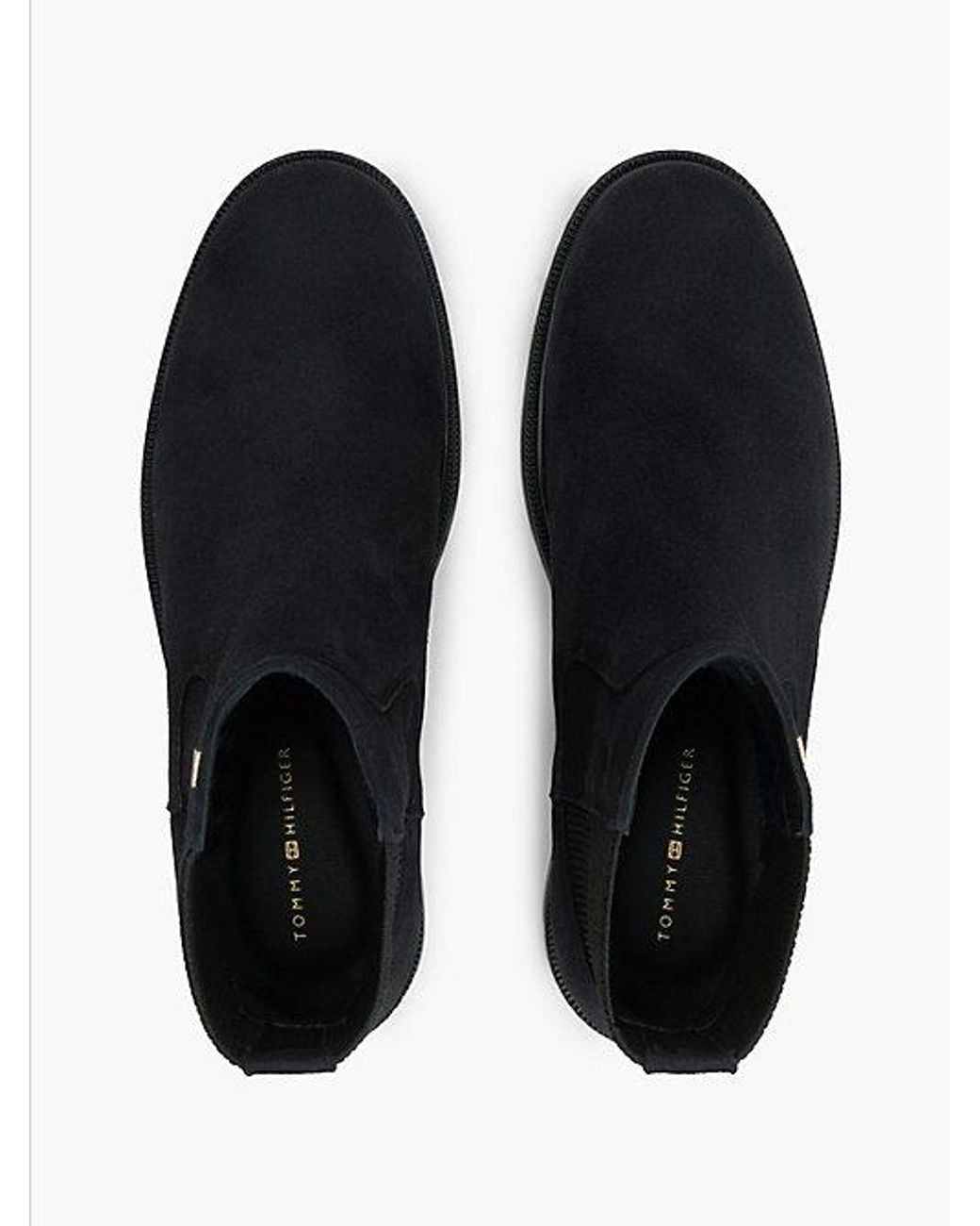Tommy Hilfiger Black Suede Enamel Flag Chelsea Boots