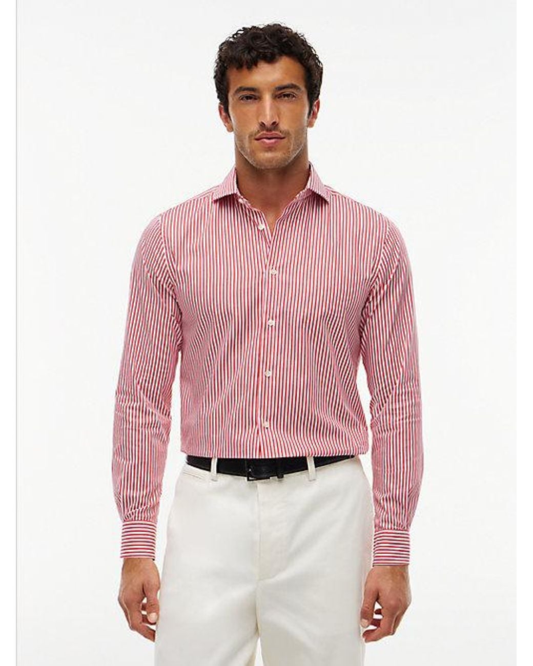 Tommy Hilfiger Red New York Label Slim Fit Flex Collar Shirt for men