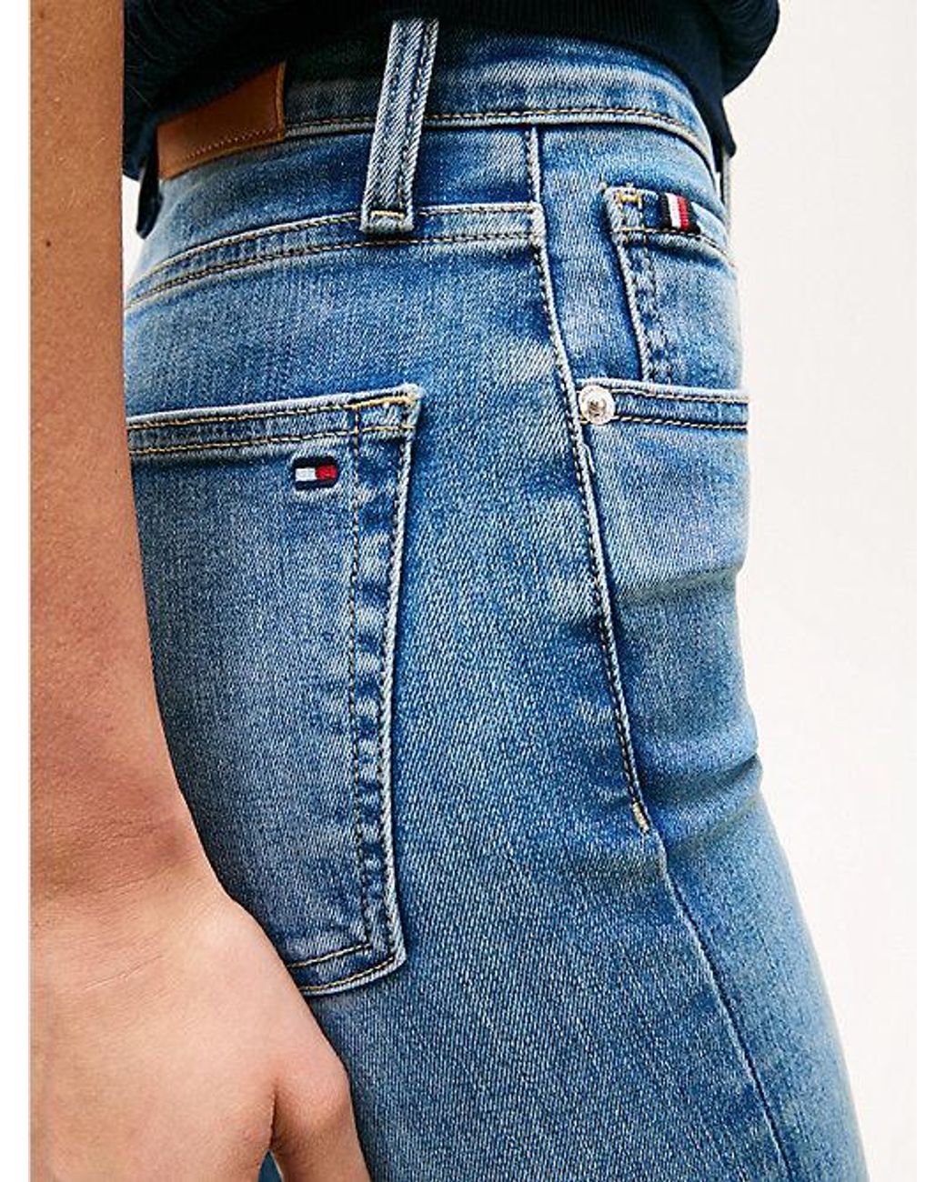 Tommy Hilfiger Blue Mid Rise Flared Leg Jeans