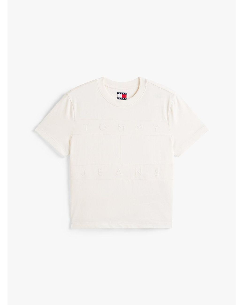 Tommy Hilfiger White Tonal Logo Crew Neck T-Shirt