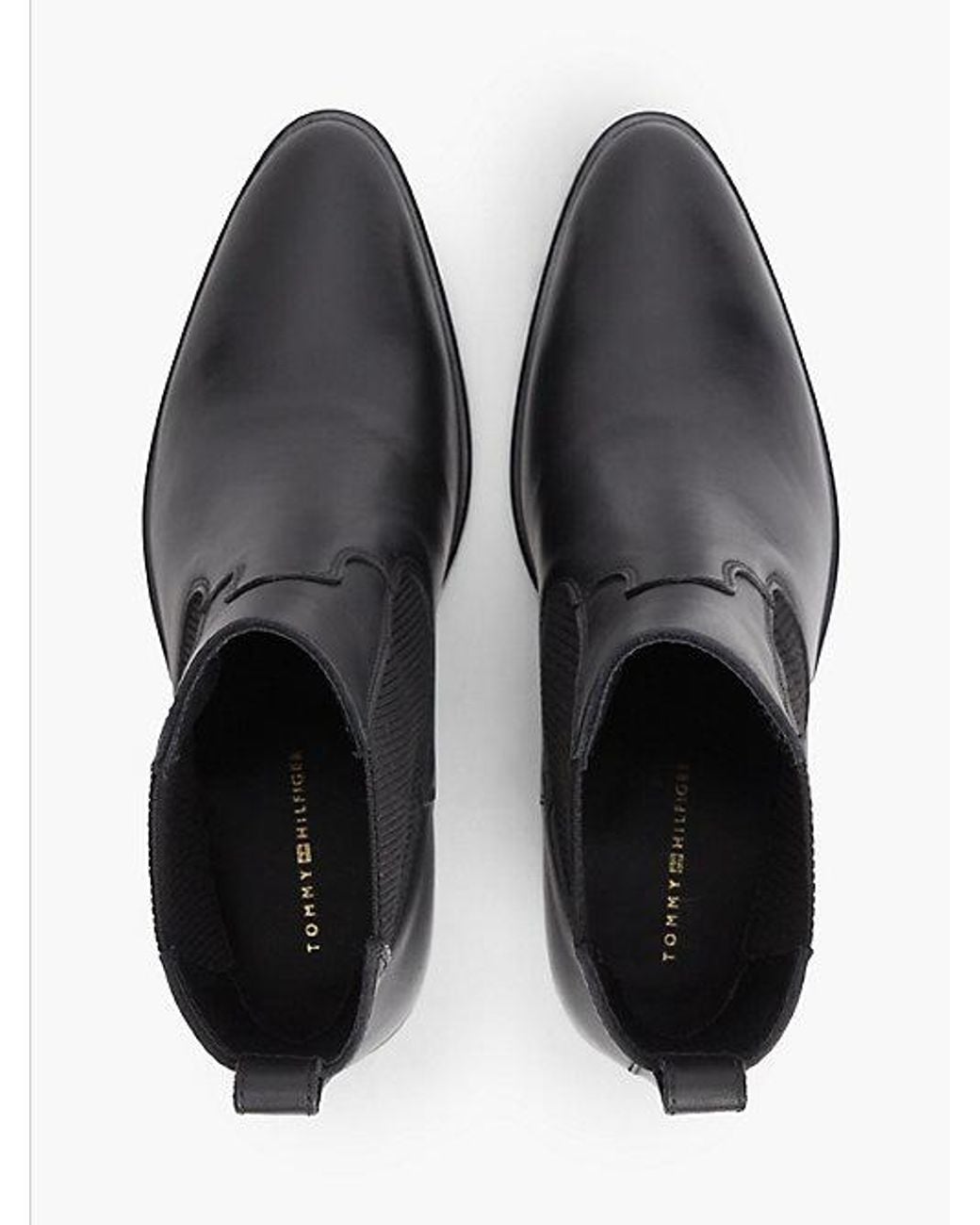 Tommy Hilfiger Black Leather Western Chelsea Boots