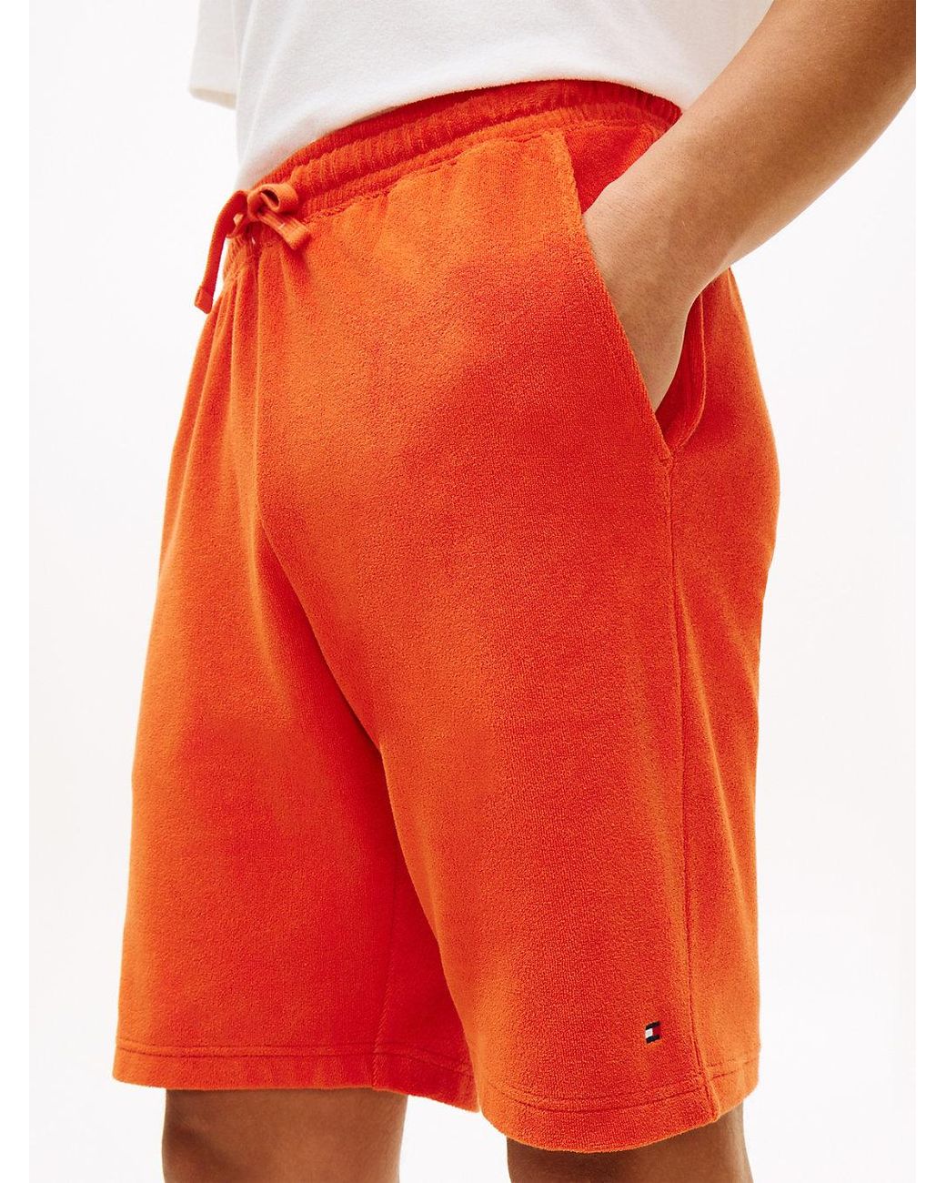 Tommy Hilfiger Red Flag Embroidery Towelling Sweat Shorts for men