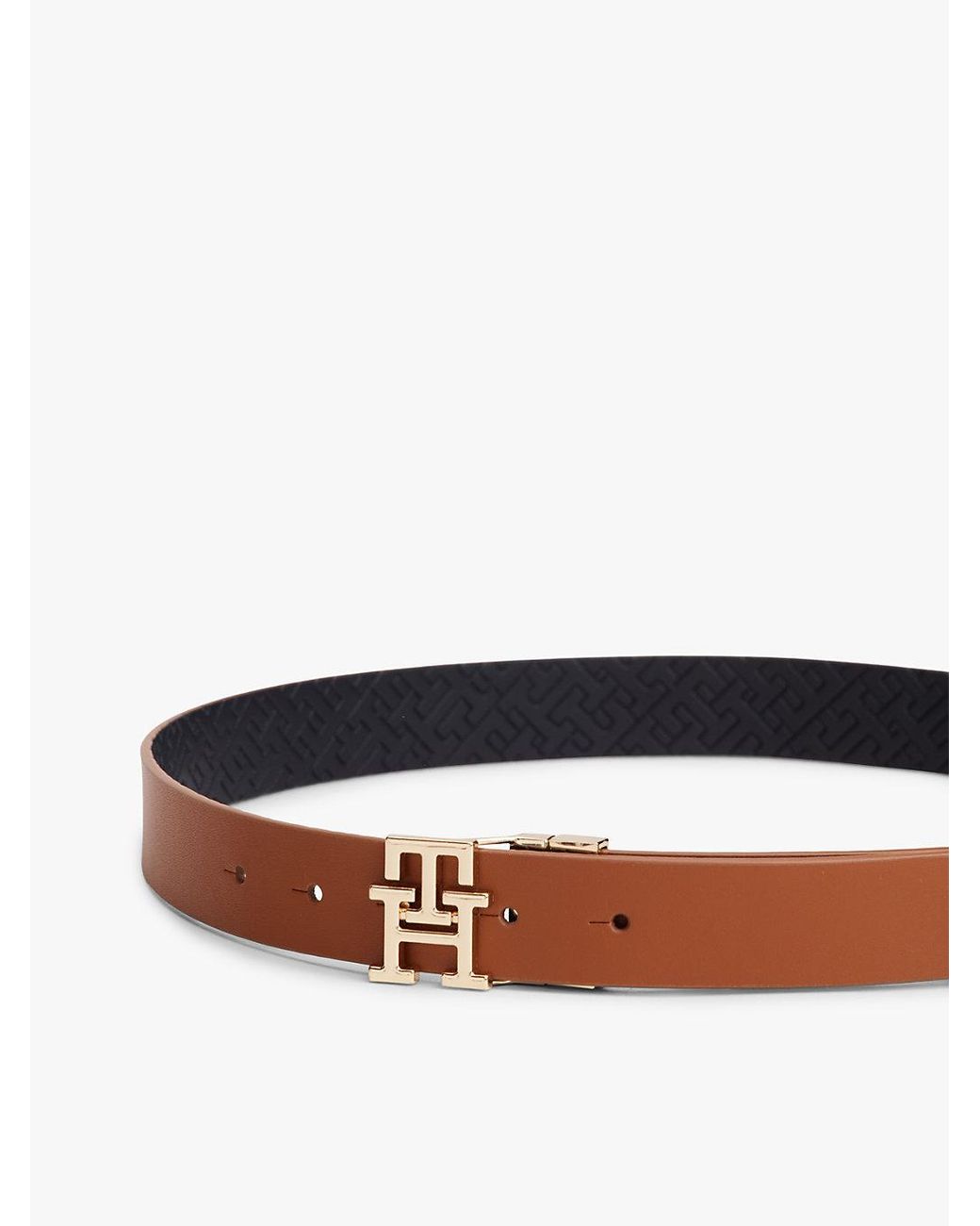 Tommy Hilfiger Brown Th Monogram Reversible Leather Belt