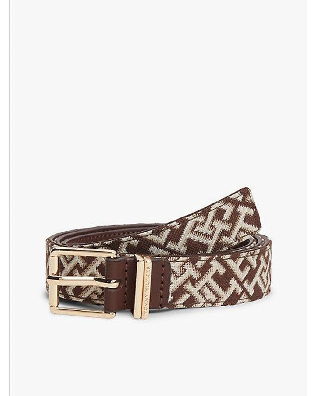 Tommy Hilfiger Green Jacquard Double Keeper Square Buckle Belt