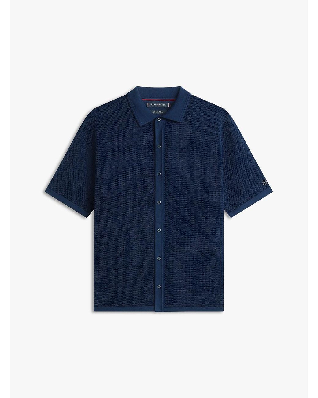 Tommy Hilfiger Blue New York Label Relaxed Fit Waffle Knit Shirt for men
