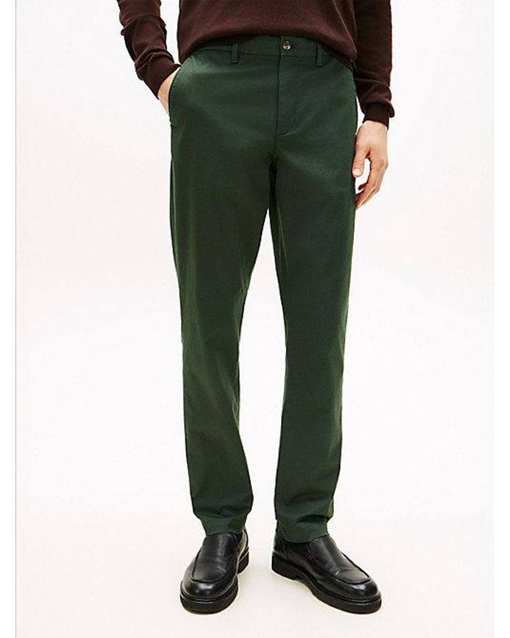Tommy Hilfiger Green Denton Textured Print Straight Leg Chinos for men
