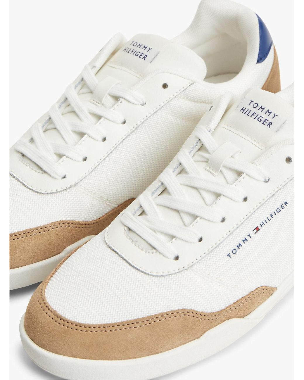 Tommy Hilfiger White Mixed Texture Low Profile Cupsole Trainers for men
