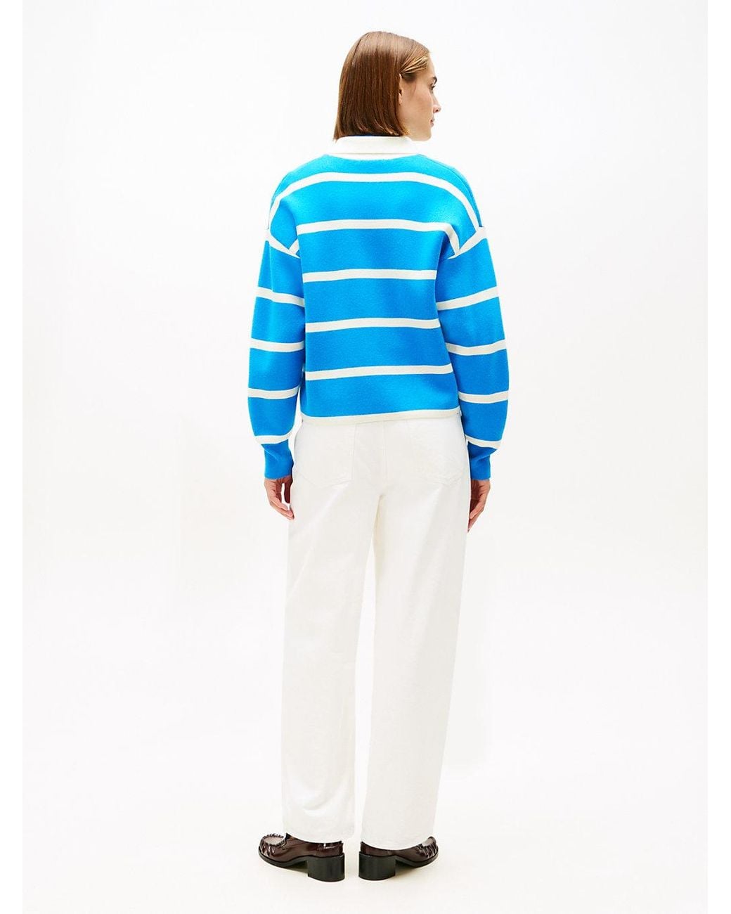 Tommy Hilfiger Blue Pure Wool Oversized Rugby Cardigan