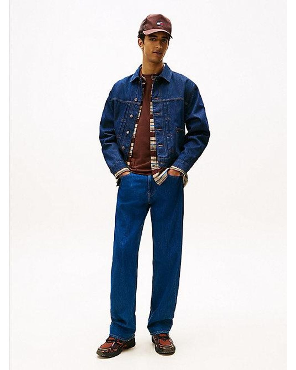 Tommy Hilfiger Blue Pleated Denim Trucker Jacket for men