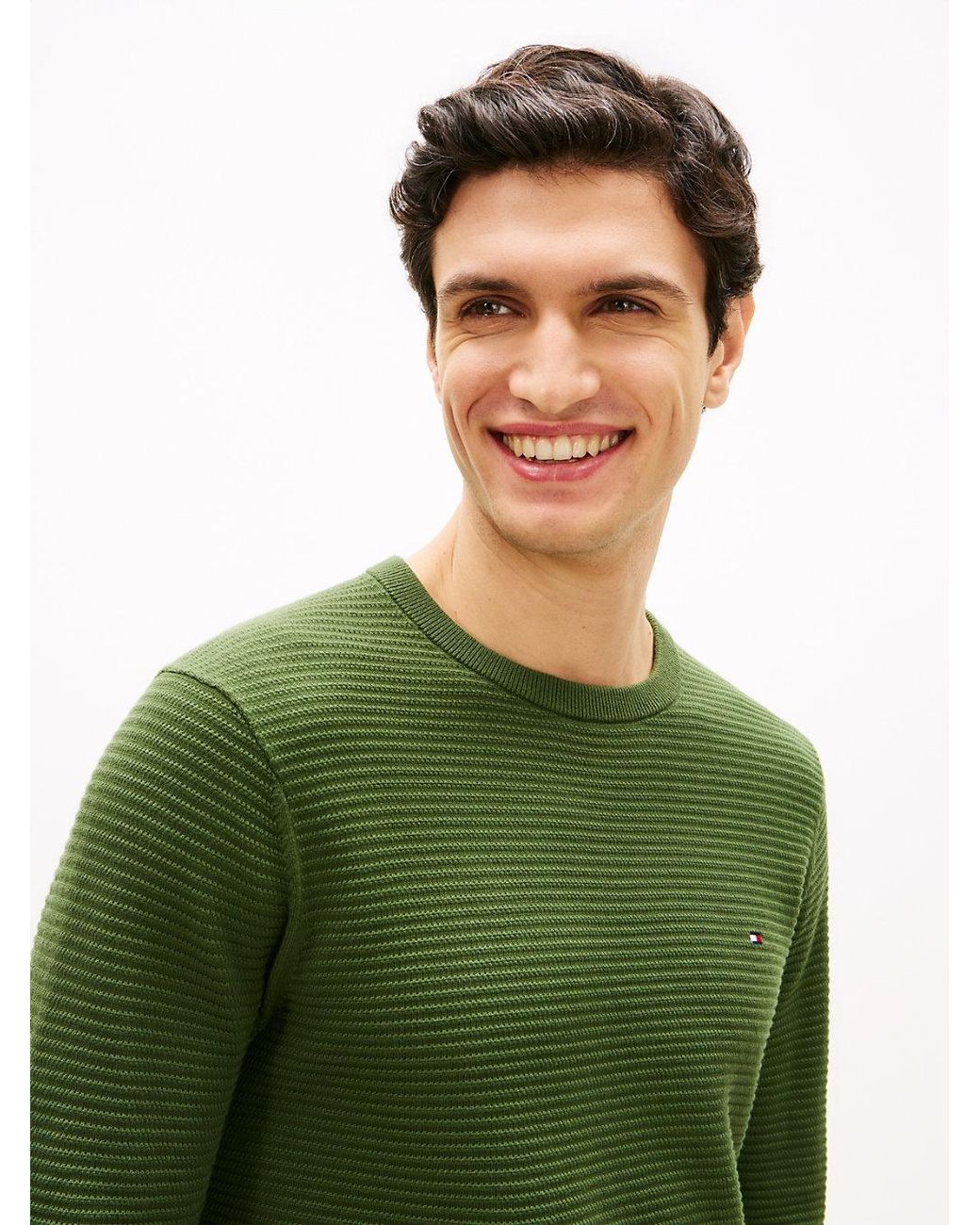 Tommy Hilfiger Green Structured Crew Neck Sweater for men