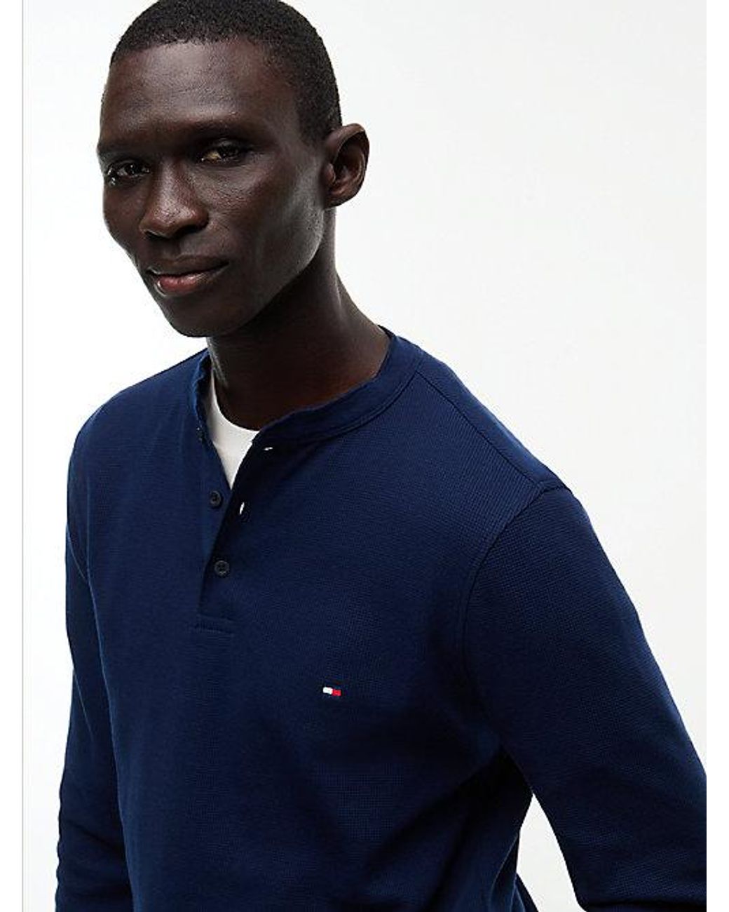 Tommy Hilfiger Blue Regular Long Sleeve Henley T-Shirt for men