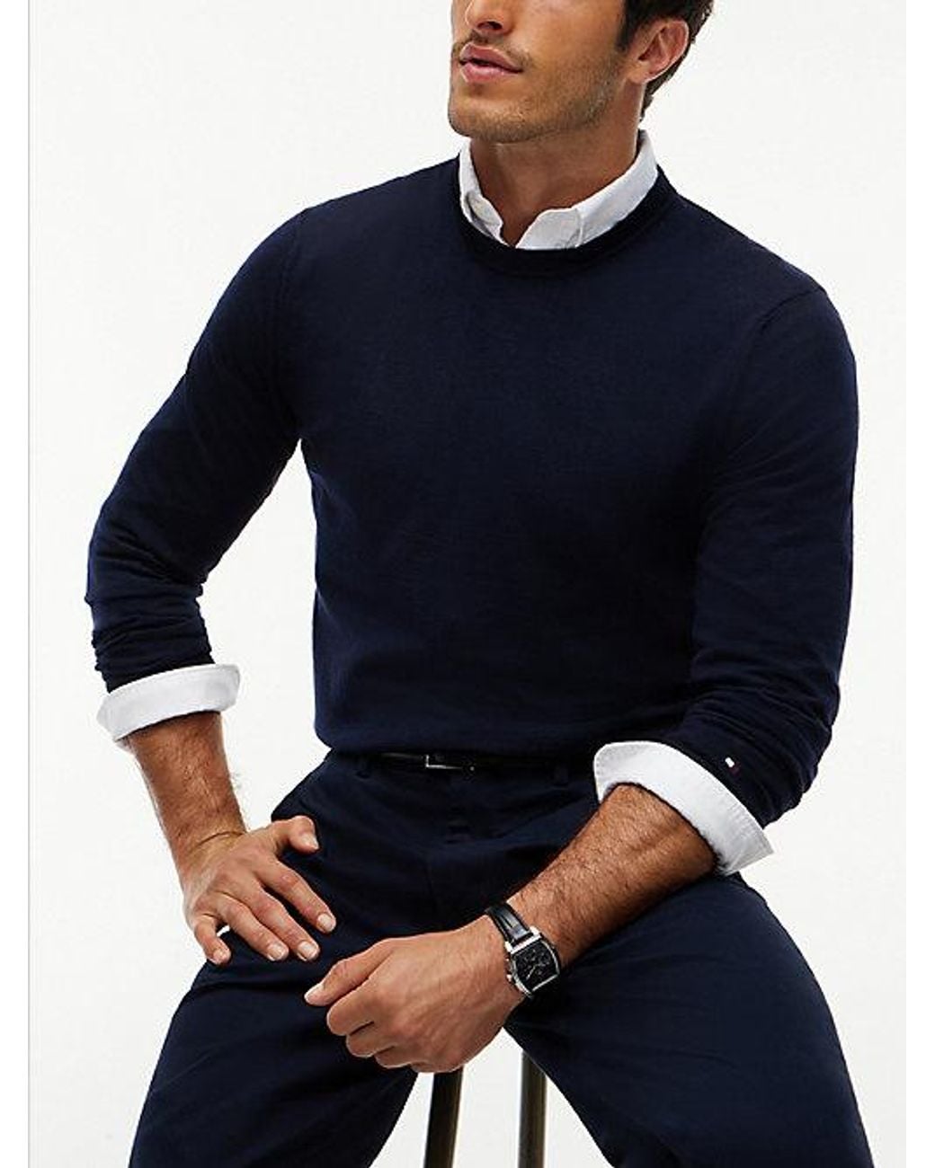 Tommy Hilfiger Blue New York Label Pure Wool Jumper for men