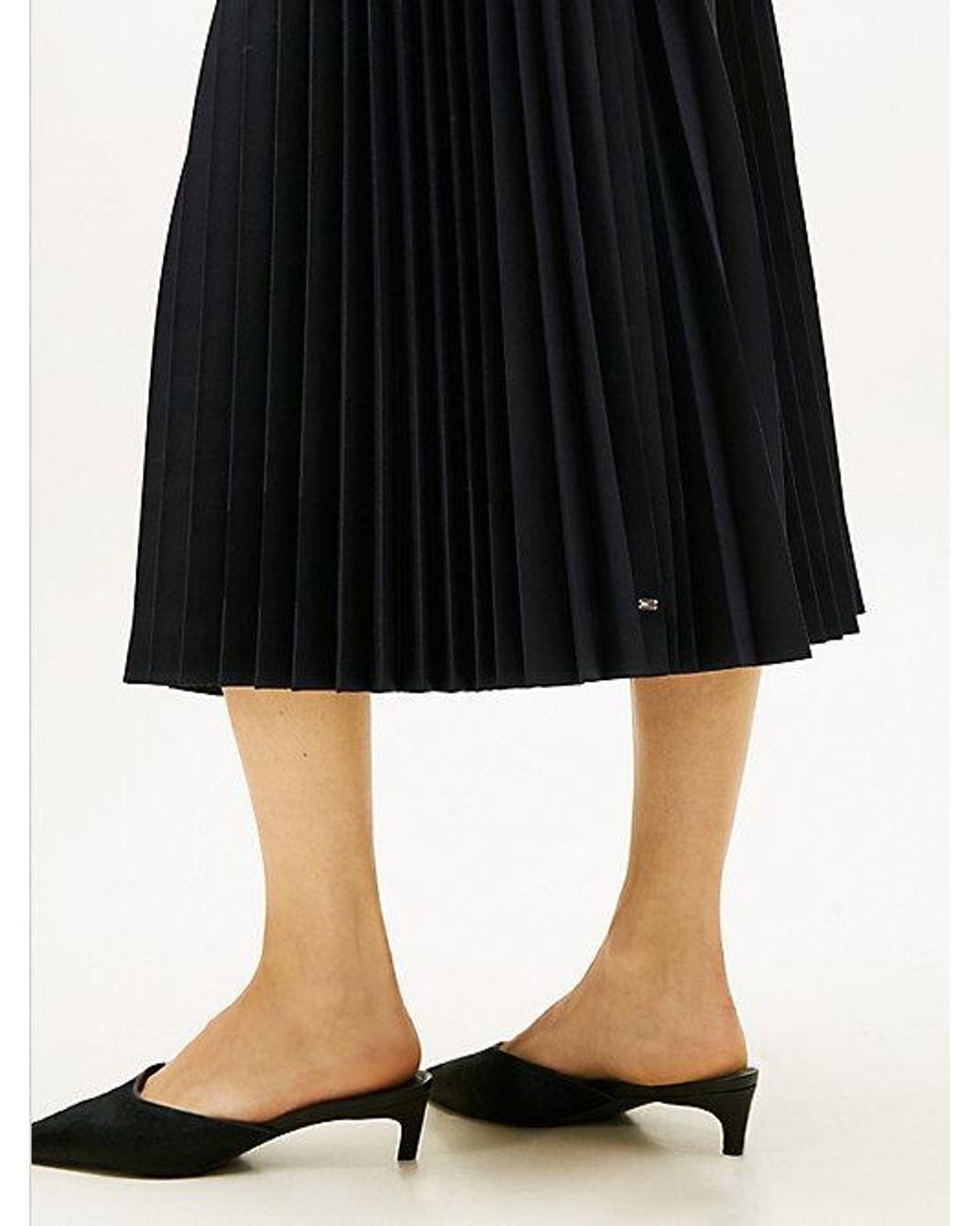 Tommy Hilfiger Black Pleated Midi Skirt