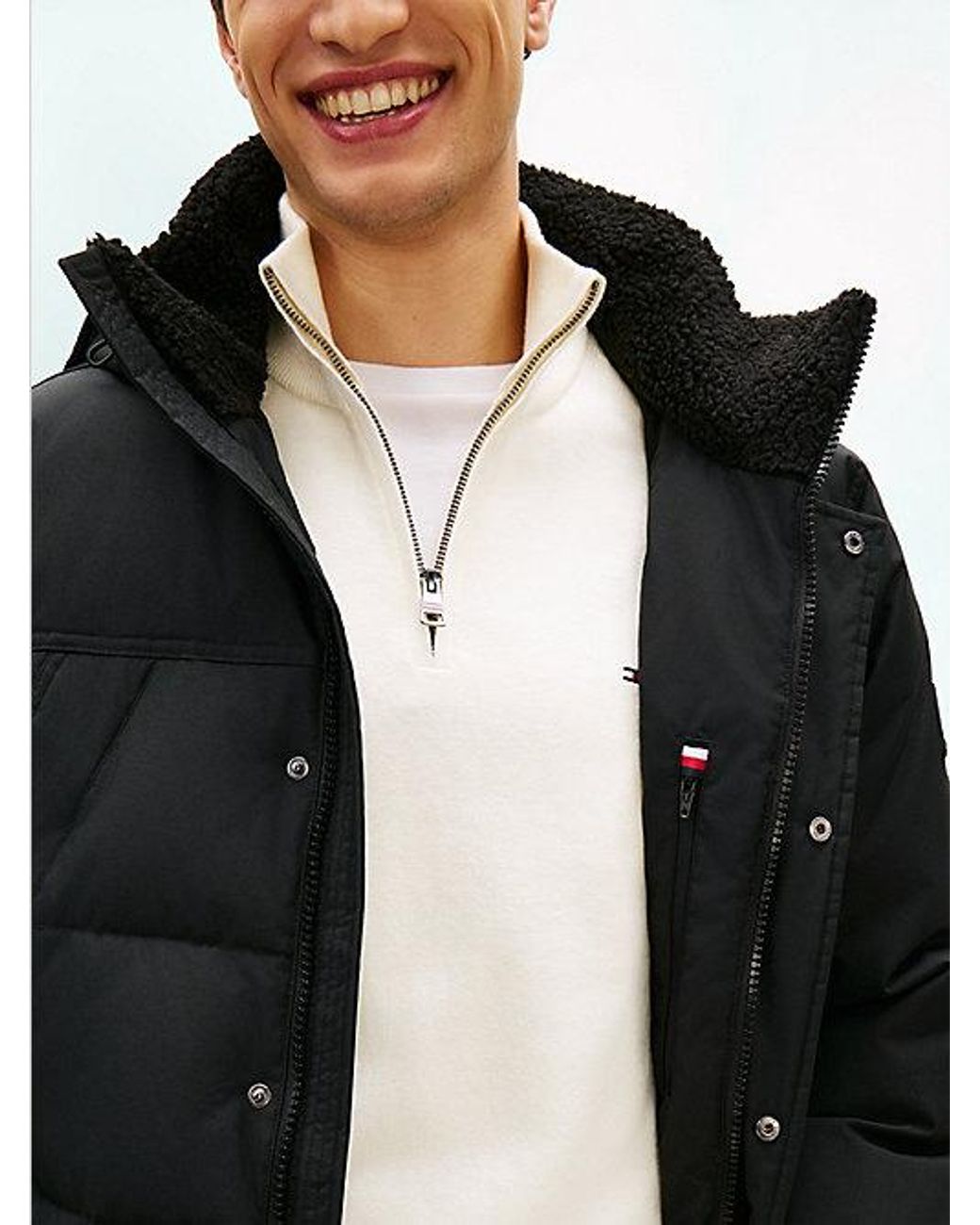Tommy Hilfiger Black Water Repellent Padded Utility Parka for men