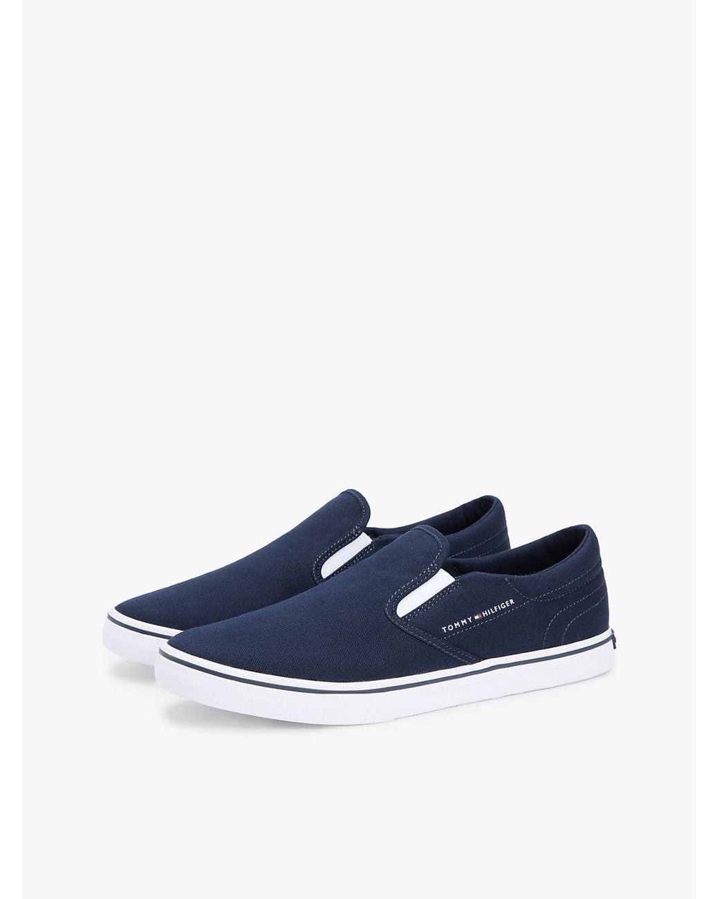 Tommy Hilfiger Blue Canvas Slip-On Trainers for men