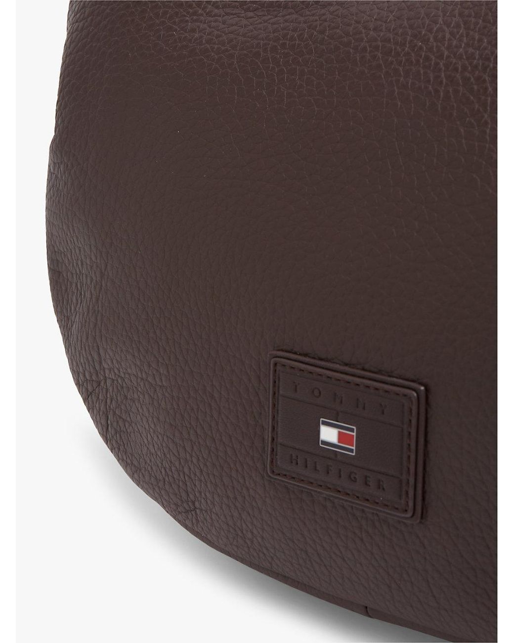 Tommy Hilfiger Brown Logo Patch Slouch Leather Crossbody Bag for men
