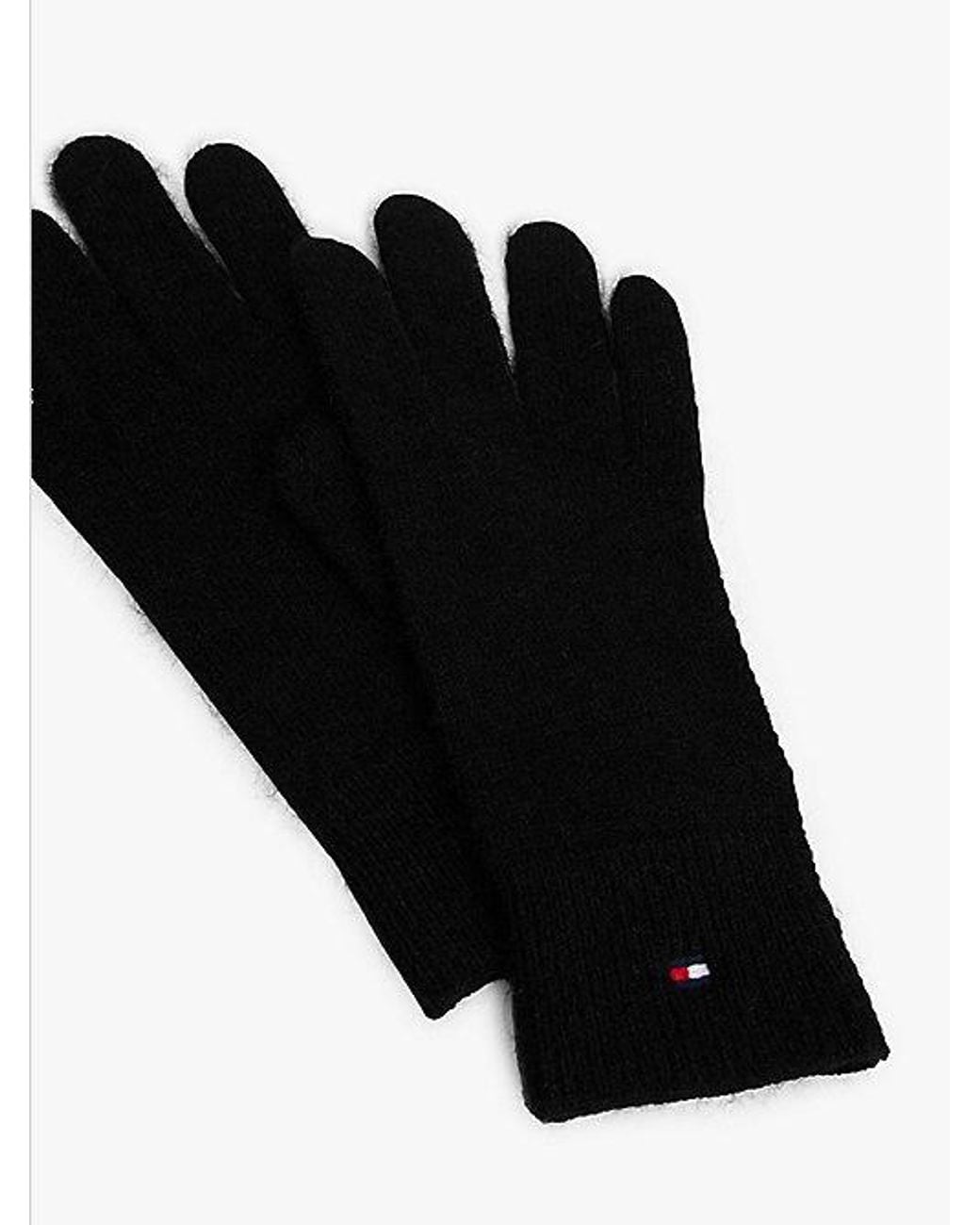 Tommy Hilfiger Black Hilfiger Flag Fluffy Knit Gloves