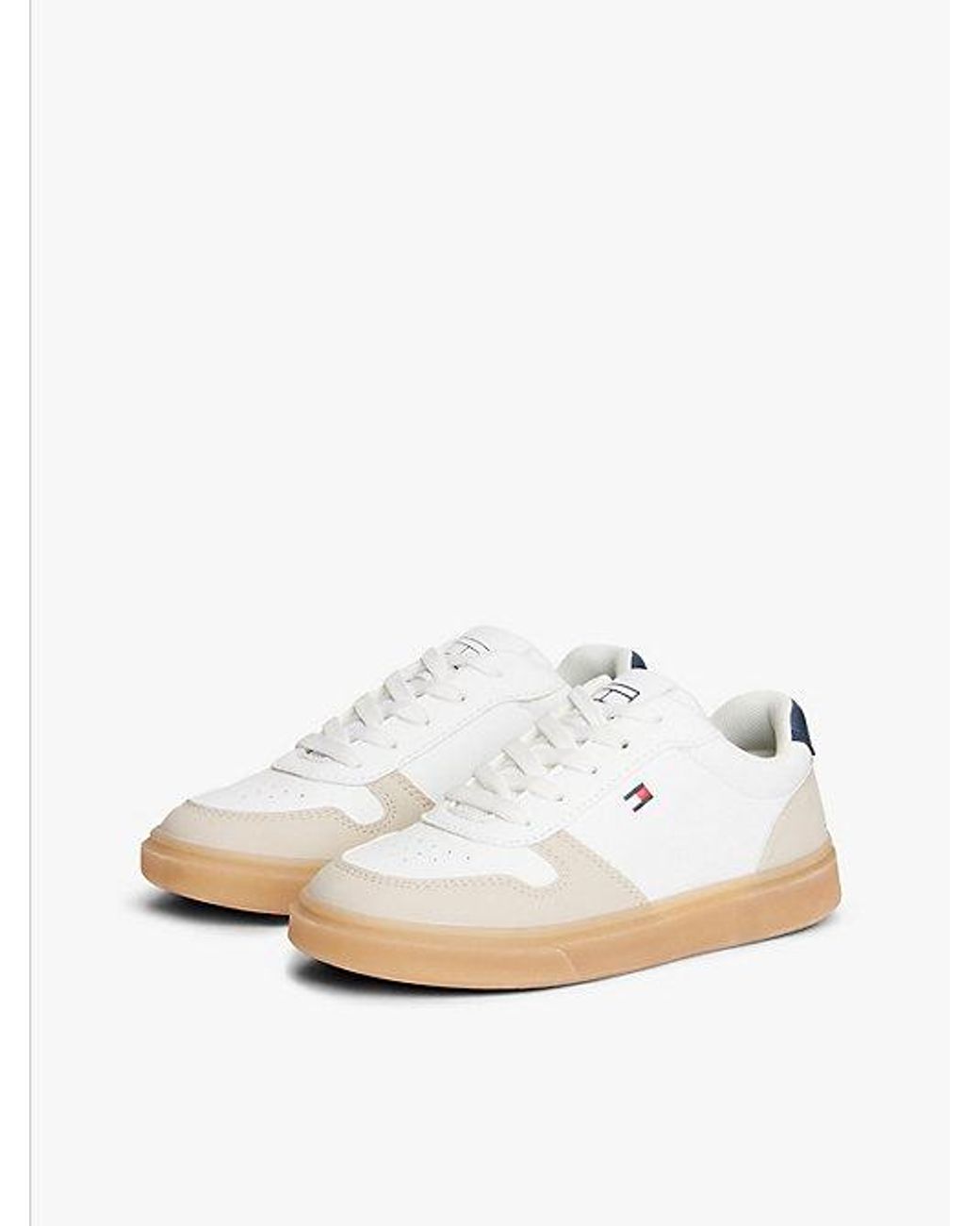 Tommy Hilfiger White Flag Mixed Texture Trainers