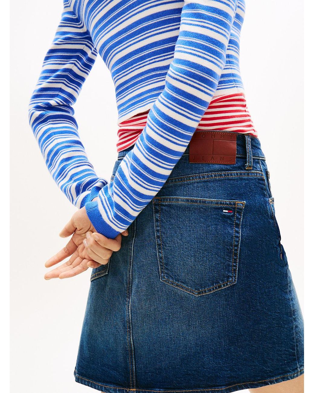 Tommy Hilfiger Blue Ultra High Rise Mom Denim Mini Skirt