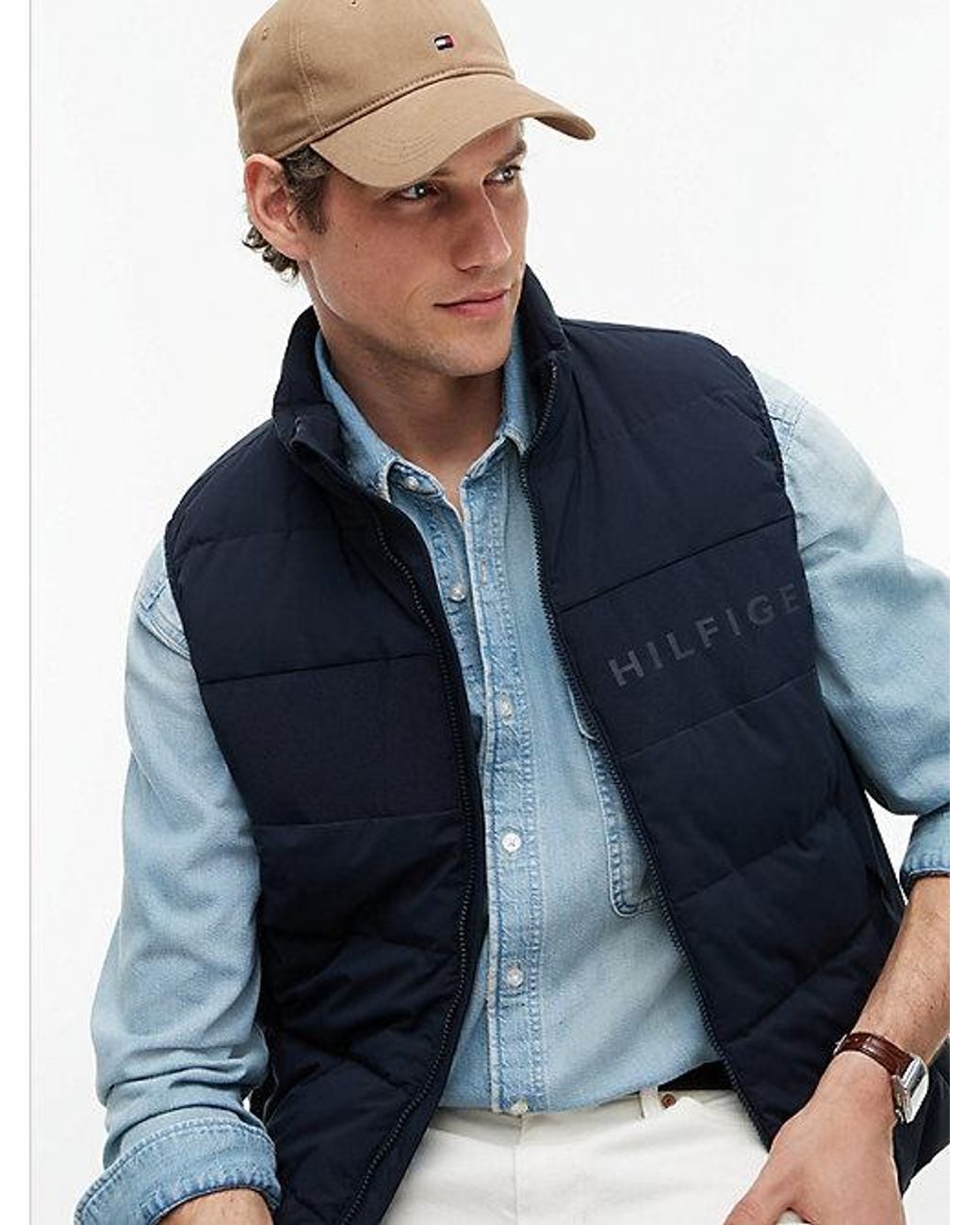 Tommy Hilfiger Blue Tonal Logo Quilted Gilet for men