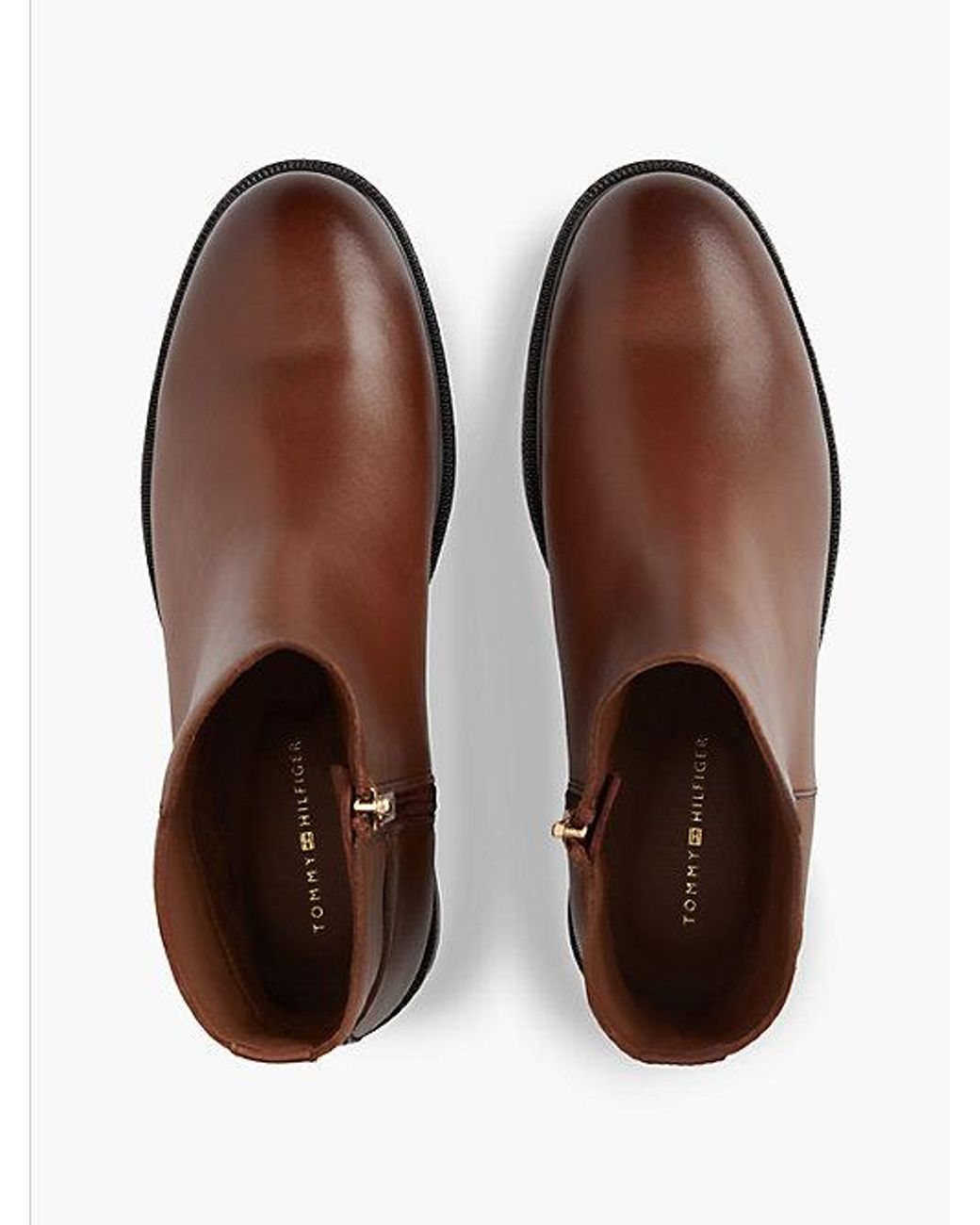 Tommy Hilfiger Brown Leather Th Monogram Buckle Ankle Boots