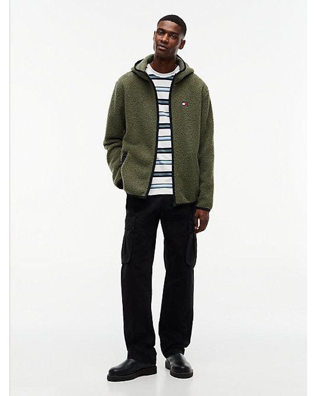 Tommy Hilfiger Green Tommy Jeans Badge Teddy Jacket for men