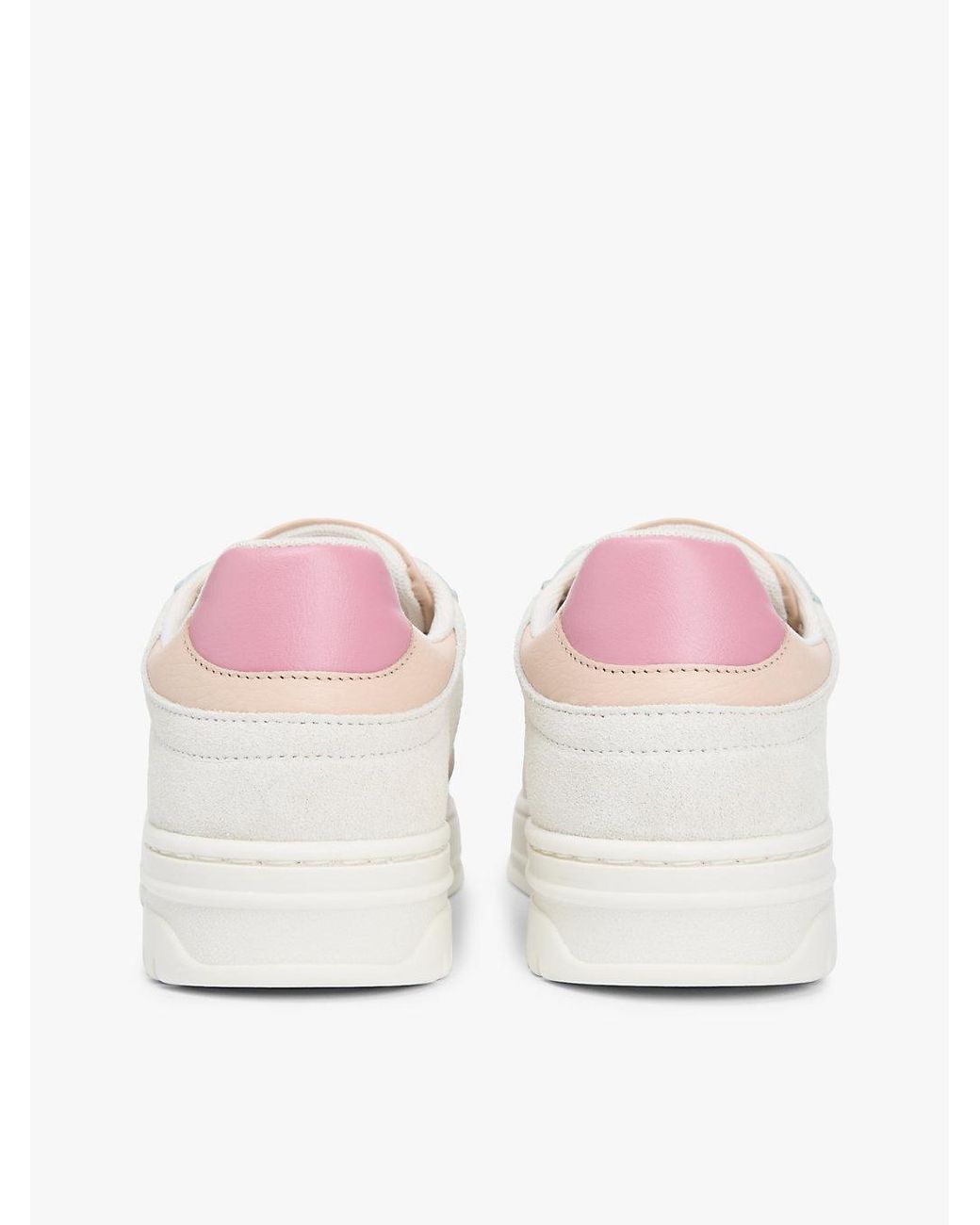 Tommy Hilfiger Natural Leather Mixed Texture Cupsole Trainers