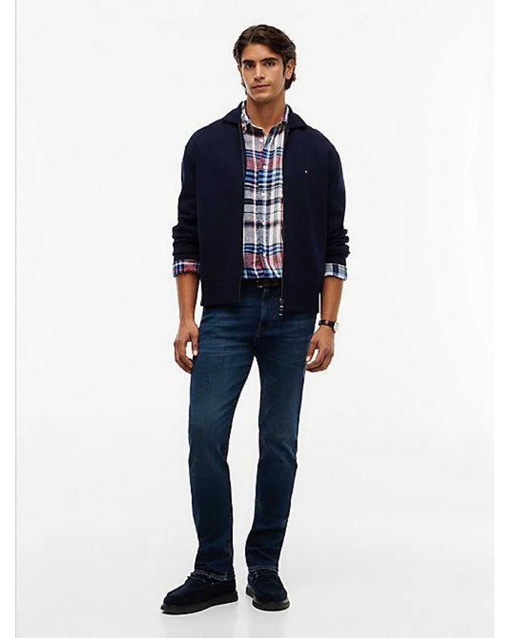 Tommy Hilfiger Blue Relaxed Milano Zip Thru Collared Jumper for men