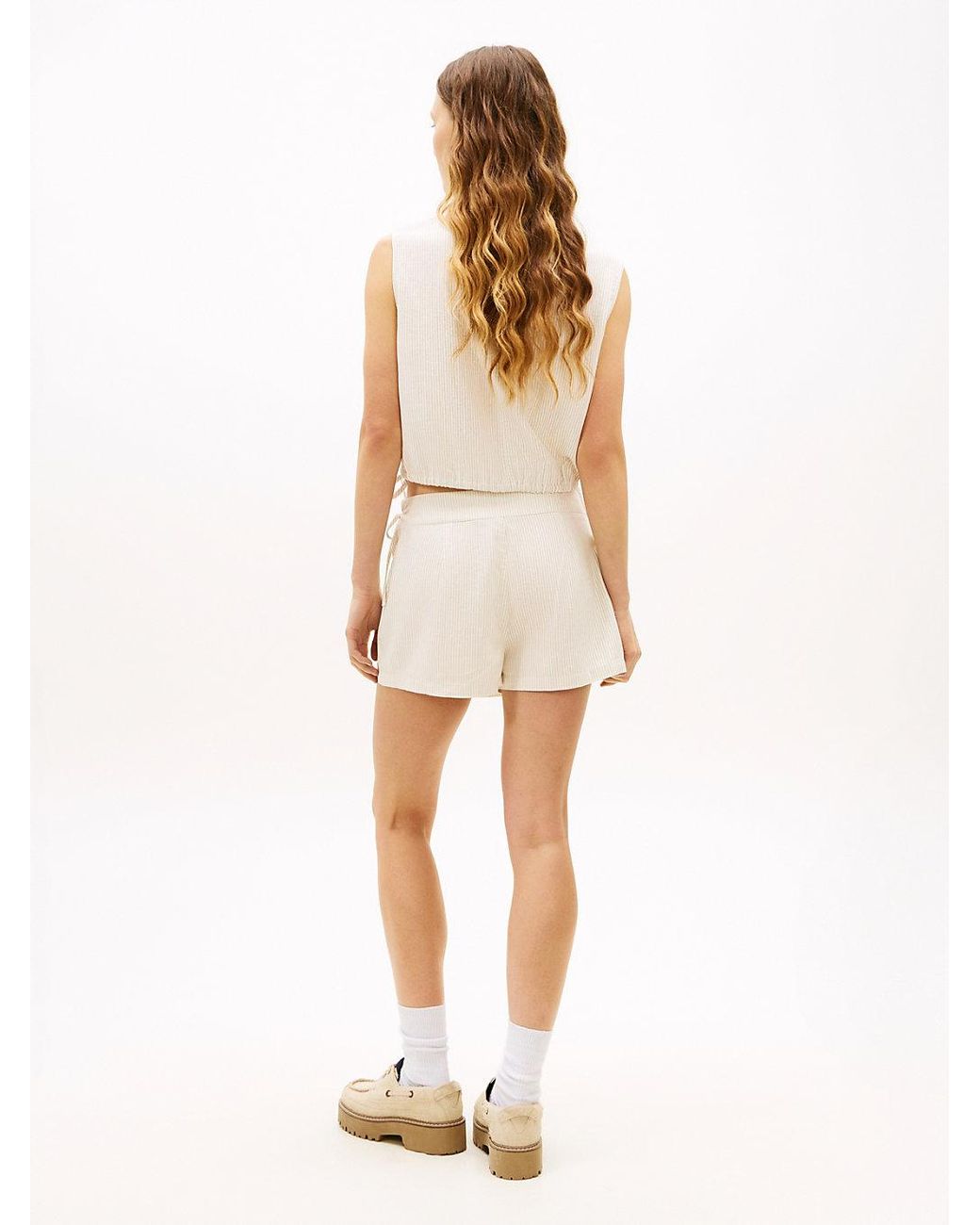 Tommy Hilfiger White Side Tie Linen Blend Sleeveless Blouse