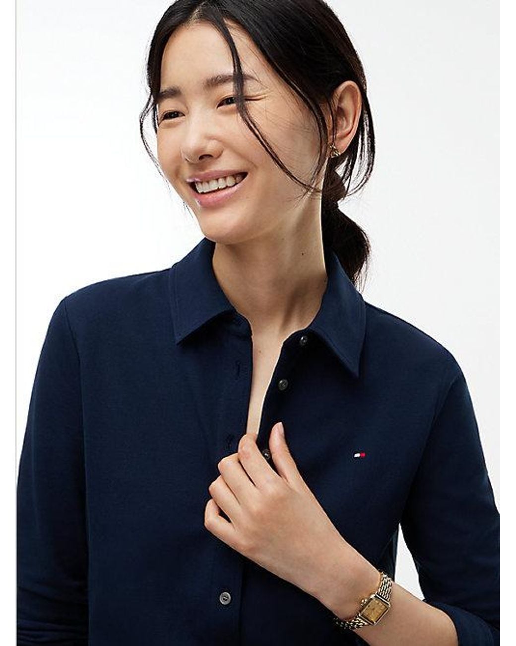 Tommy Hilfiger Blue 1985 Slim Fit Pique Shirt